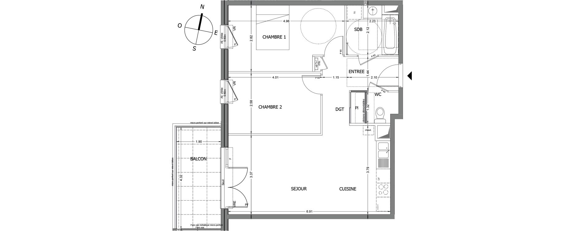 Appartement T3 de 60,59 m2 &agrave; Chindrieux Centre