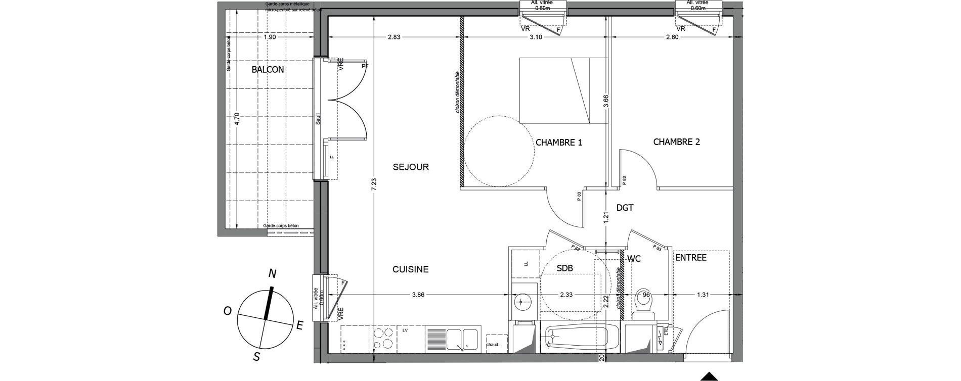 Appartement T3 de 59,78 m2 &agrave; Chindrieux Centre