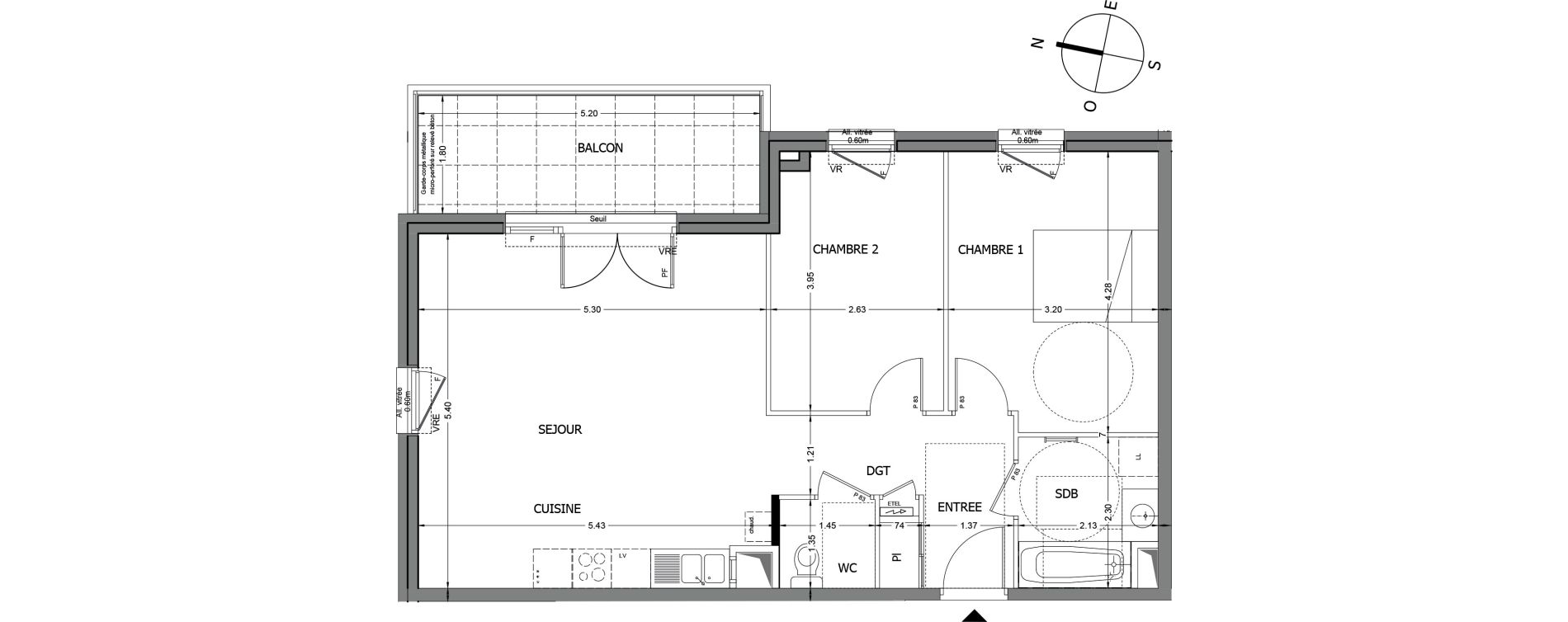 Appartement T3 de 65,38 m2 &agrave; Chindrieux Centre