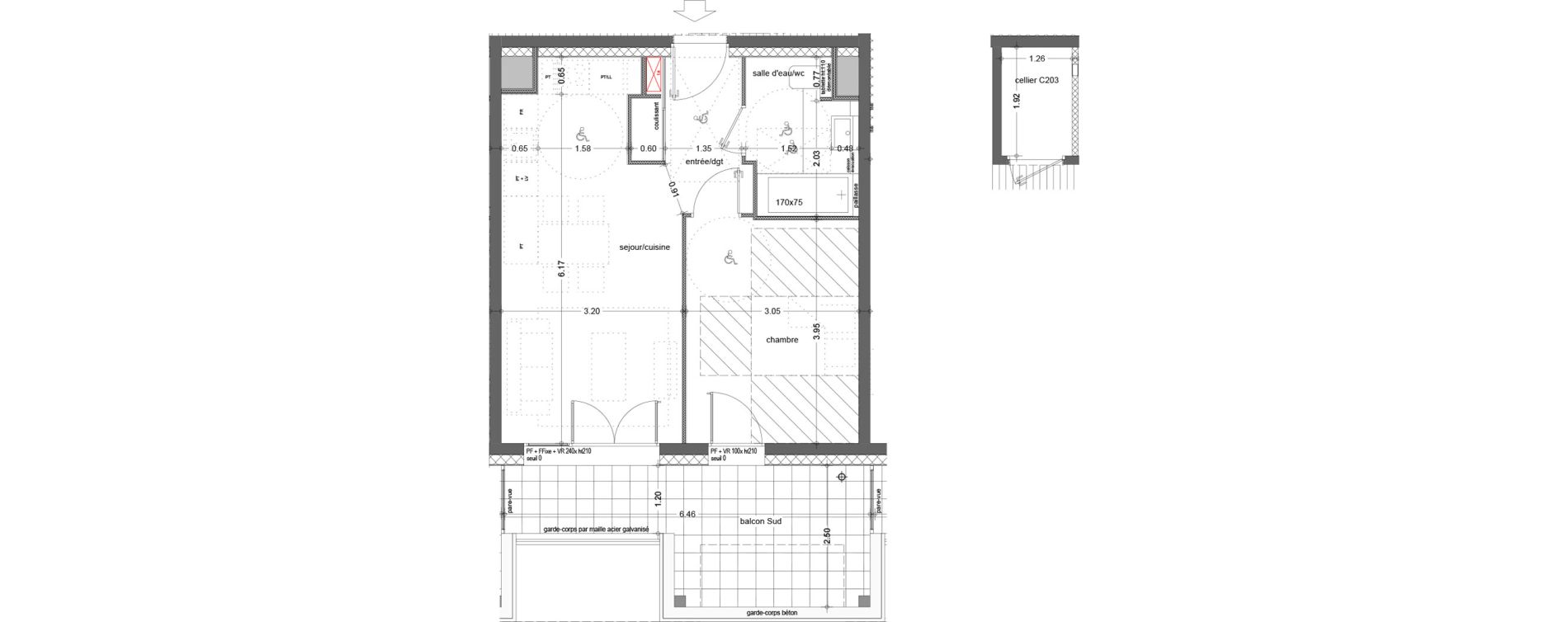 Appartement T2 de 41,20 m2 &agrave; Cognin Centre