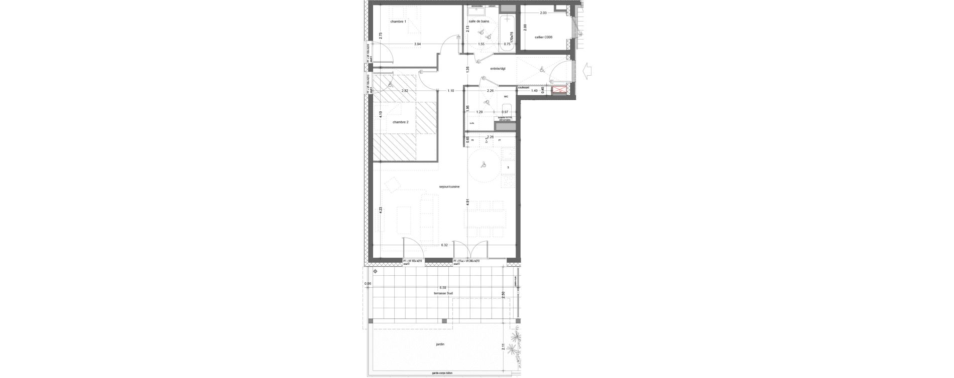 Appartement T3 de 72,10 m2 &agrave; Cognin Centre