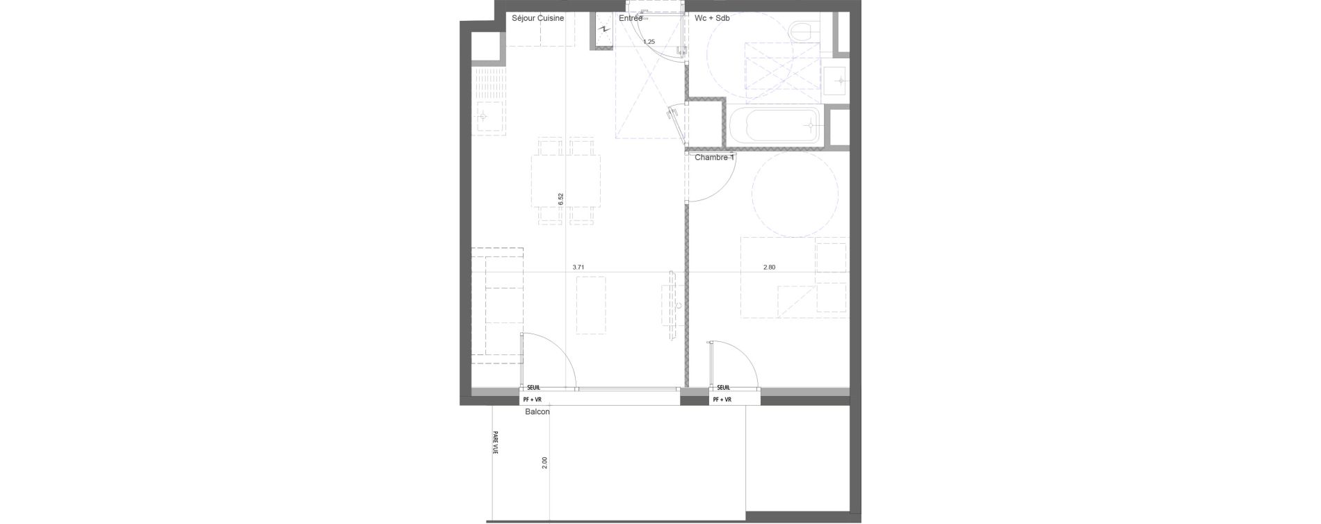 Appartement T2 de 40,06 m2 &agrave; Cognin Centre