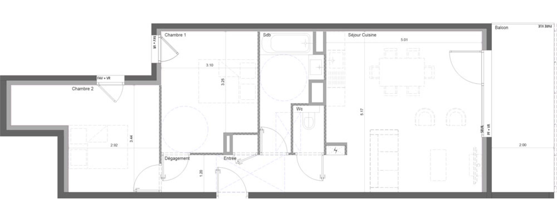 Appartement T3 de 63,33 m2 &agrave; Cognin Centre