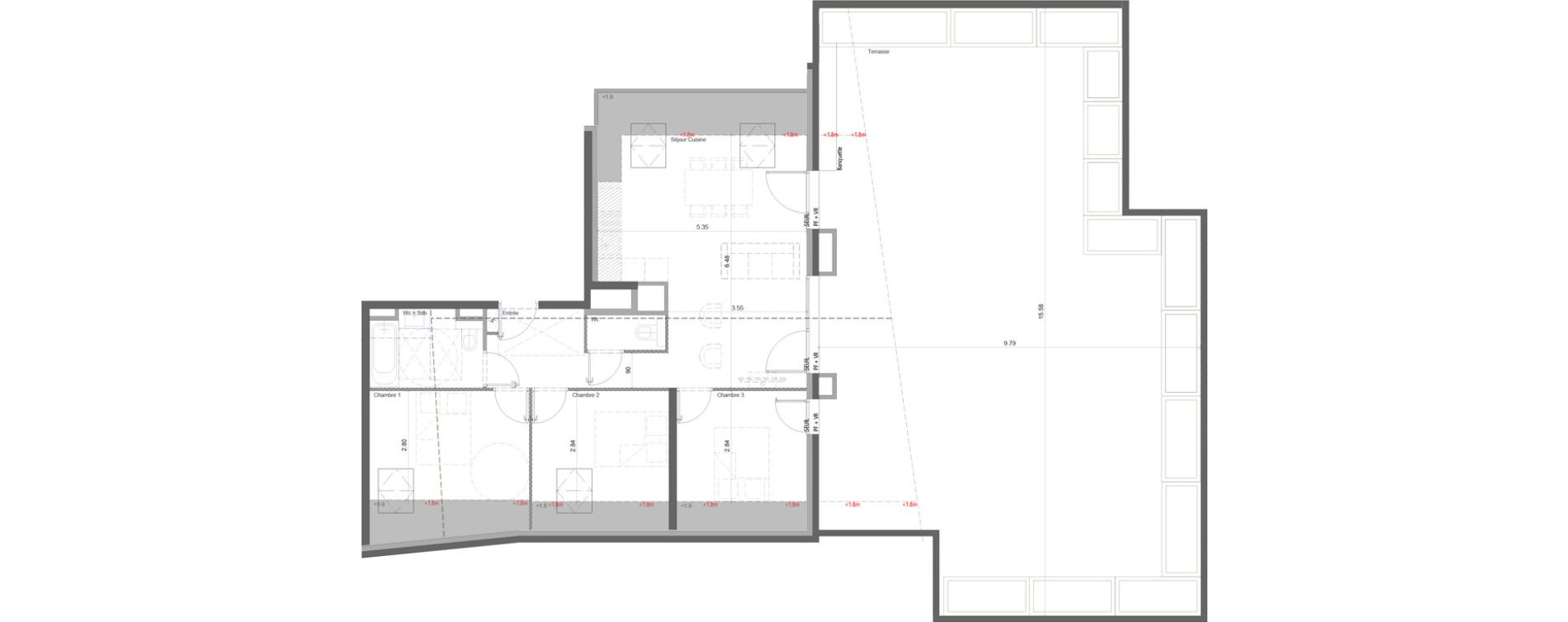 Appartement T4 de 74,82 m2 &agrave; Cognin Centre