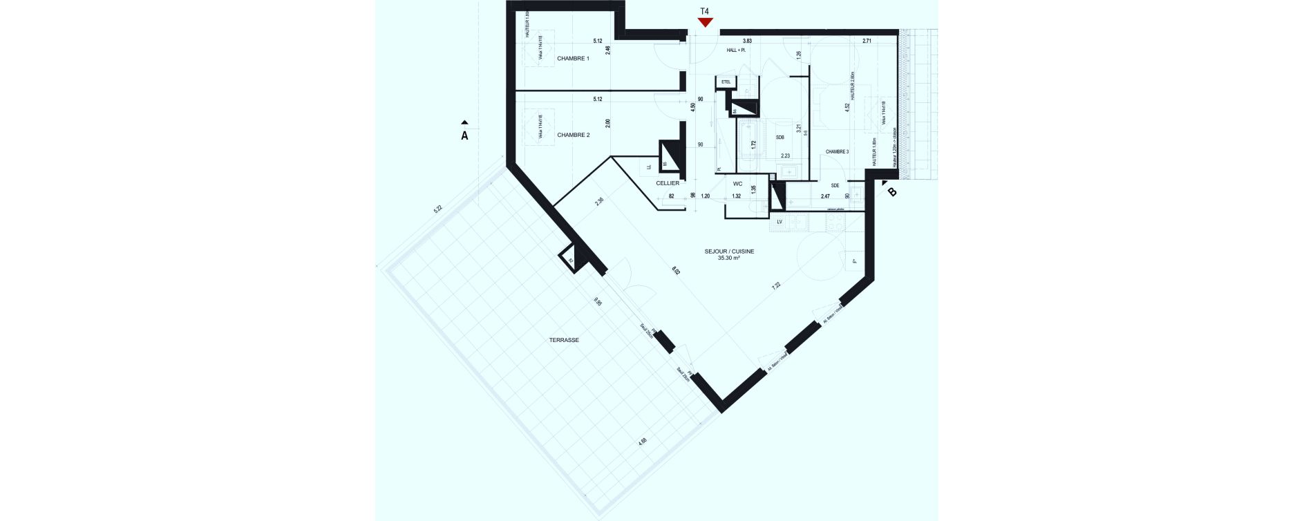 Appartement T4 de 89,17 m2 &agrave; Cognin Centre
