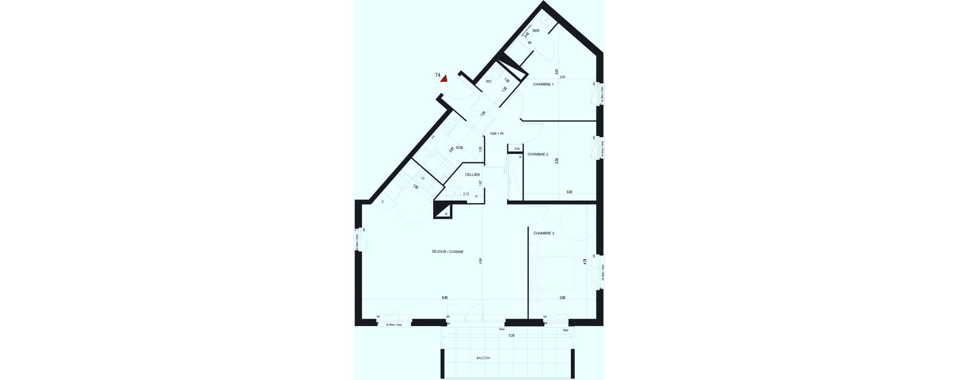 Appartement T4 de 89,65 m2 &agrave; Cognin Centre