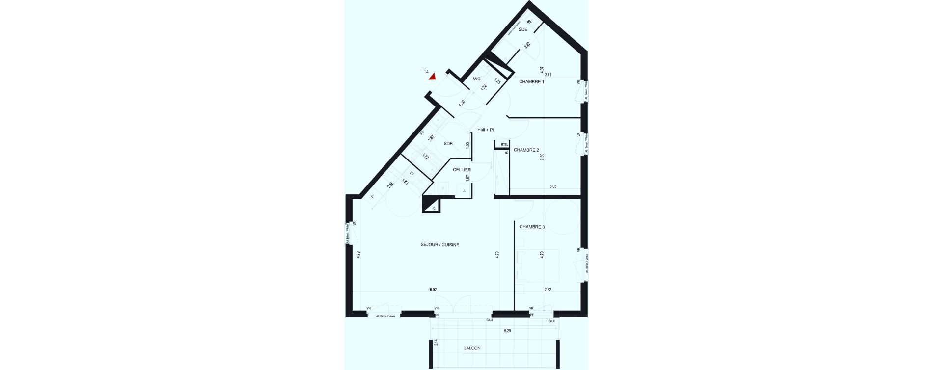 Appartement T4 de 89,65 m2 &agrave; Cognin Centre