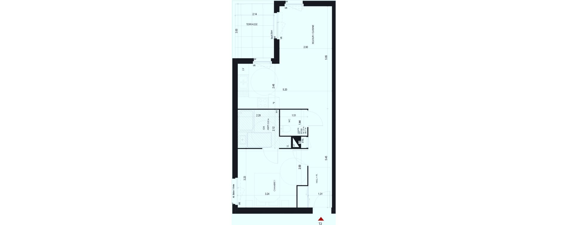 Appartement T2 de 49,02 m2 &agrave; Cognin Centre