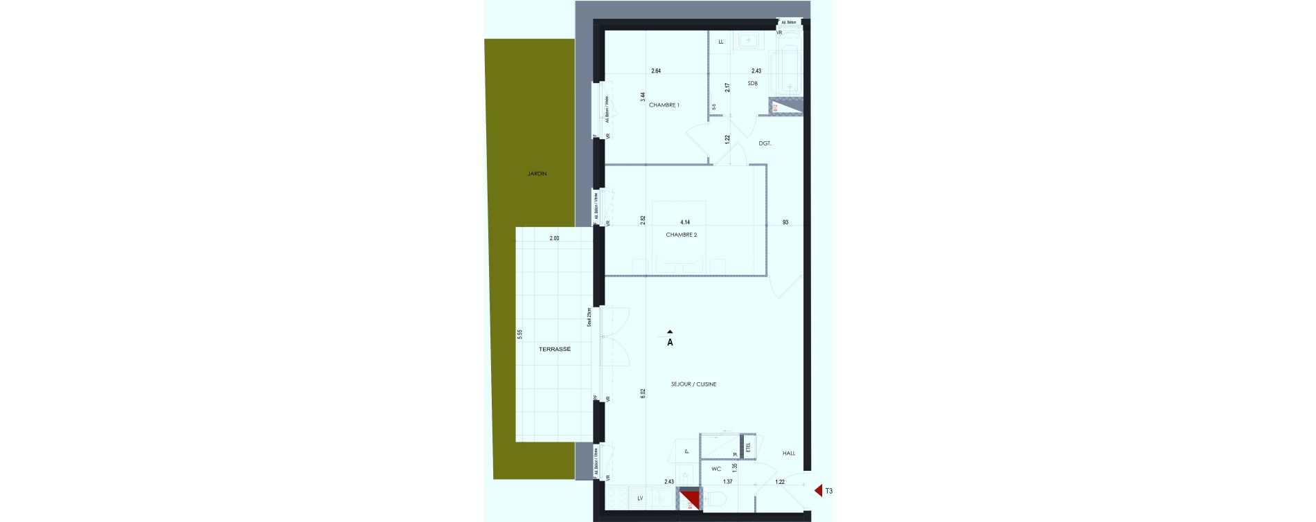 Appartement T3 de 61,34 m2 &agrave; Cognin Centre