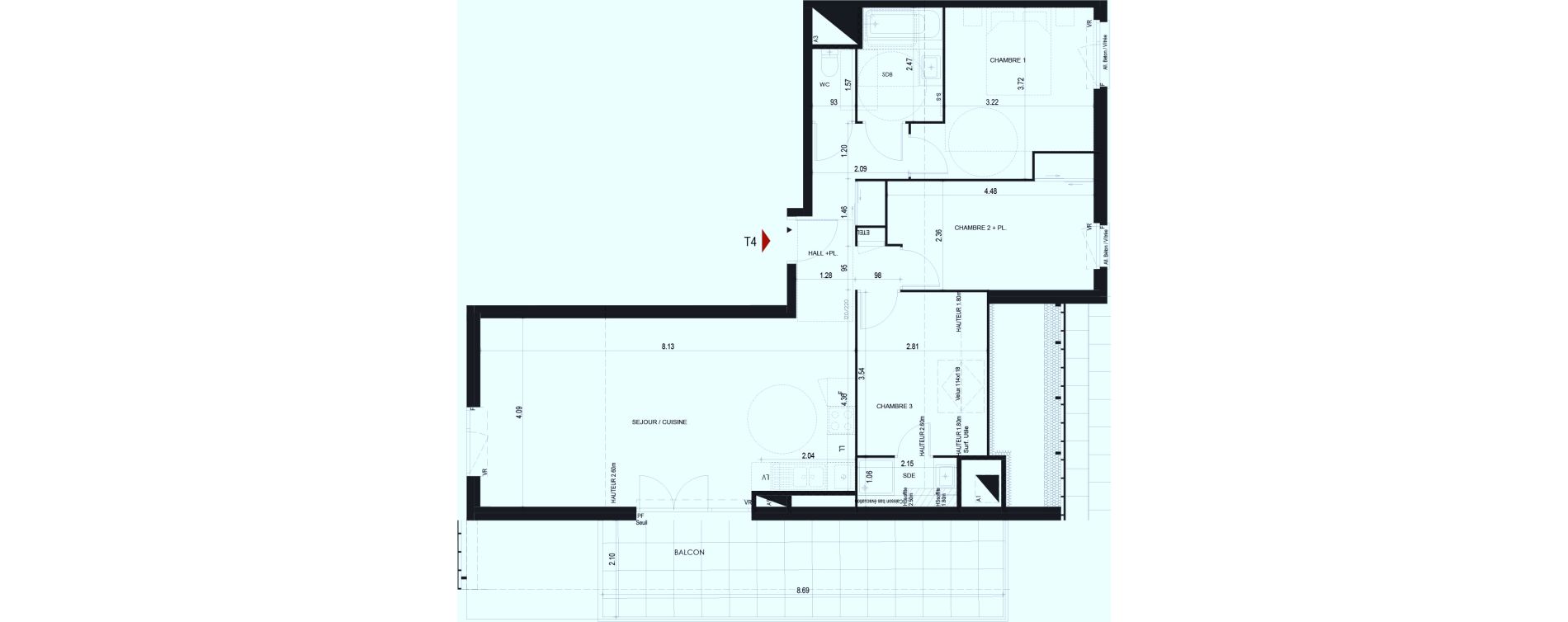 Appartement T4 de 79,46 m2 &agrave; Cognin Centre