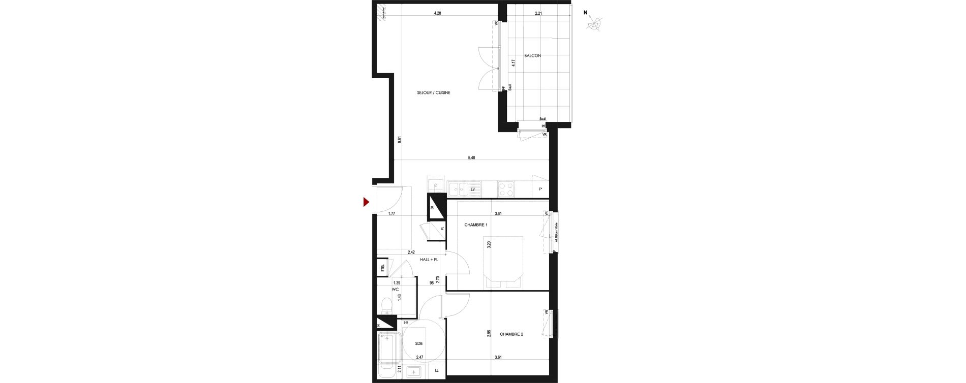Appartement T3 de 67,36 m2 &agrave; Cognin Centre