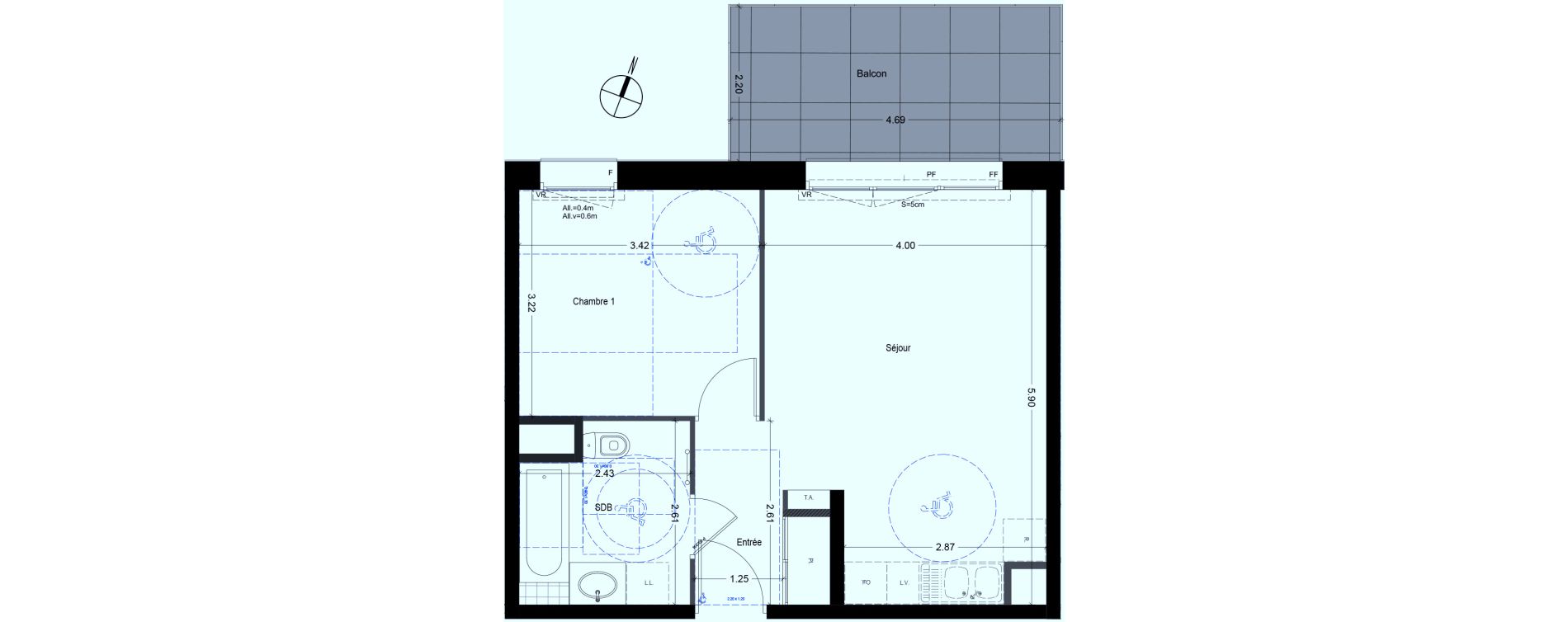 Appartement T2 de 42,09 m2 &agrave; Gilly-Sur-Is&egrave;re Centre