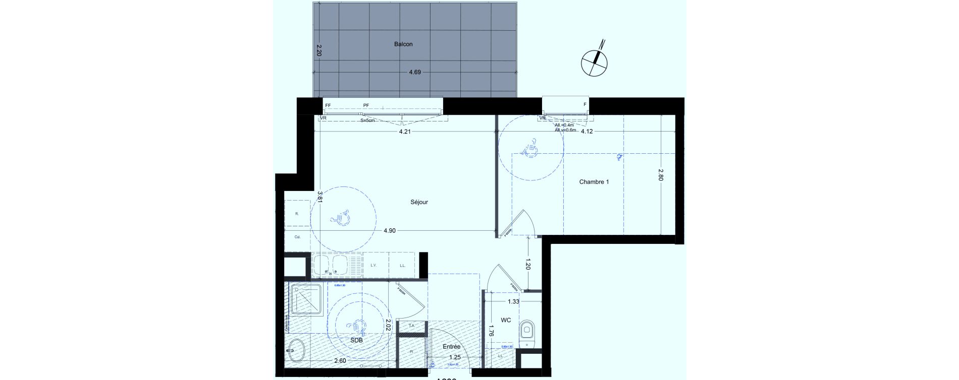 Appartement T2 de 40,88 m2 &agrave; Gilly-Sur-Is&egrave;re Centre