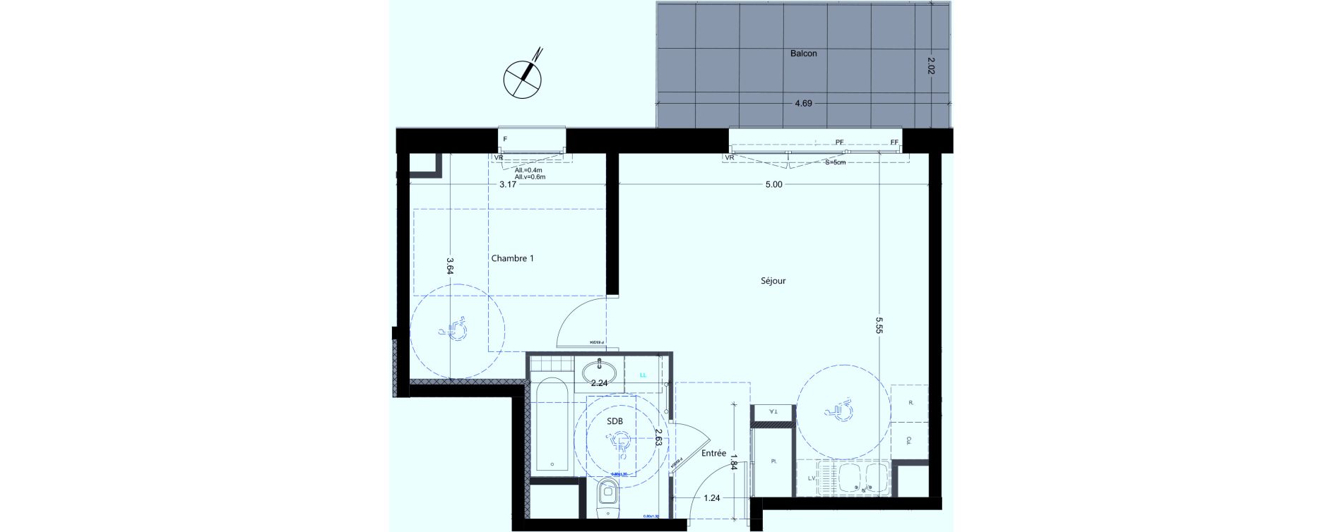 Appartement T2 de 41,45 m2 &agrave; Gilly-Sur-Is&egrave;re Centre
