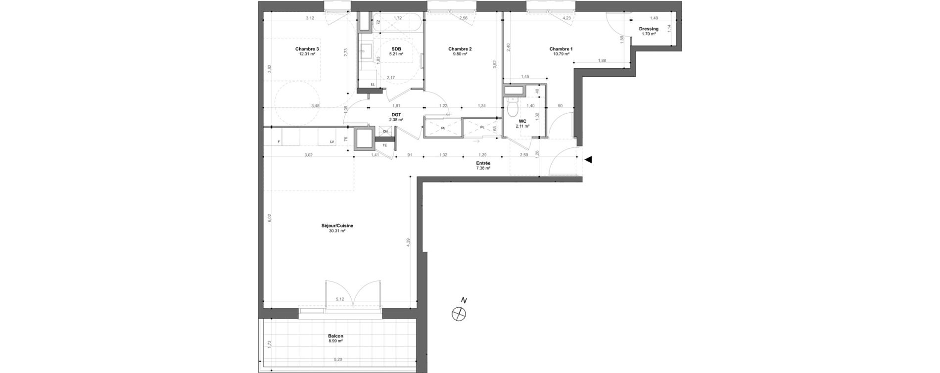 Appartement T4 de 81,99 m2 &agrave; Gr&eacute;sy-Sur-Aix Centre