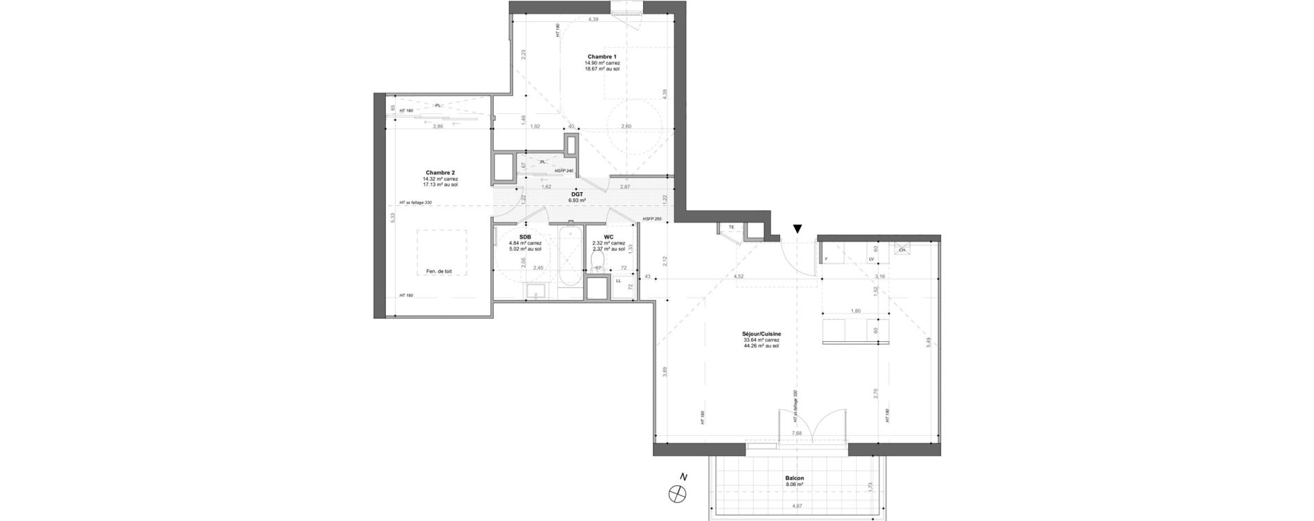 Appartement T3 de 76,95 m2 &agrave; Gr&eacute;sy-Sur-Aix Centre