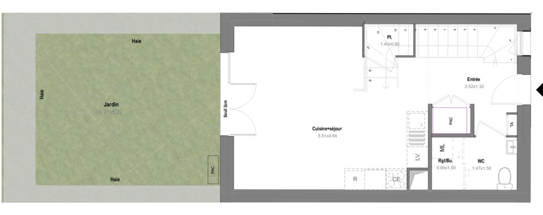 Maison T3 de 63,89 m2 &agrave; Grignon Centre