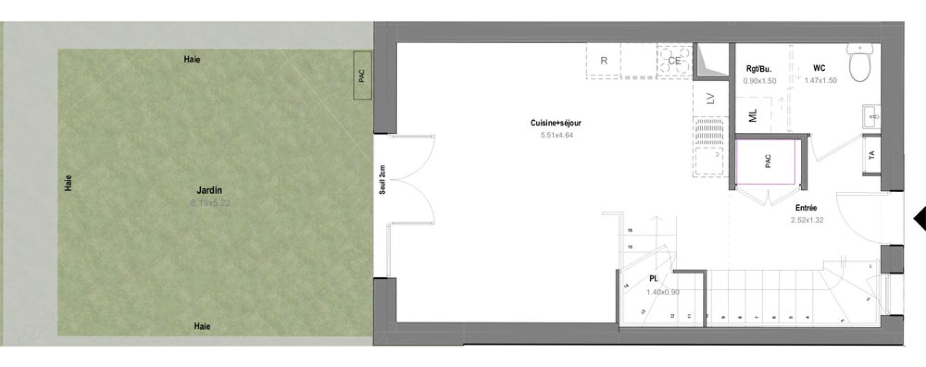 Maison T3 de 64,05 m2 &agrave; Grignon Centre