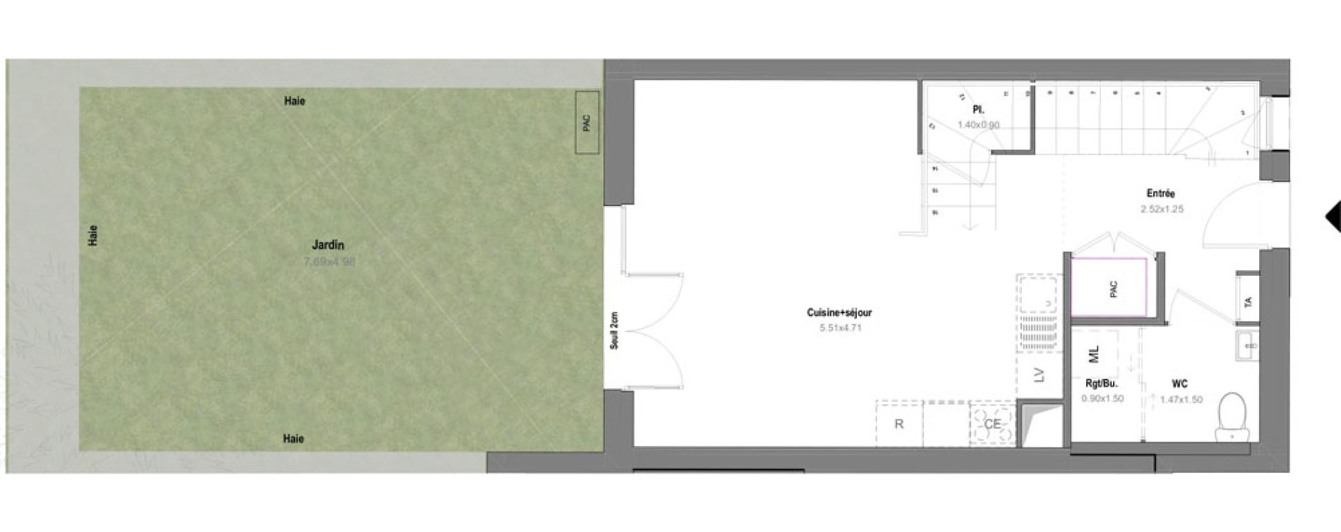 Maison T3 de 63,97 m2 &agrave; Grignon Centre