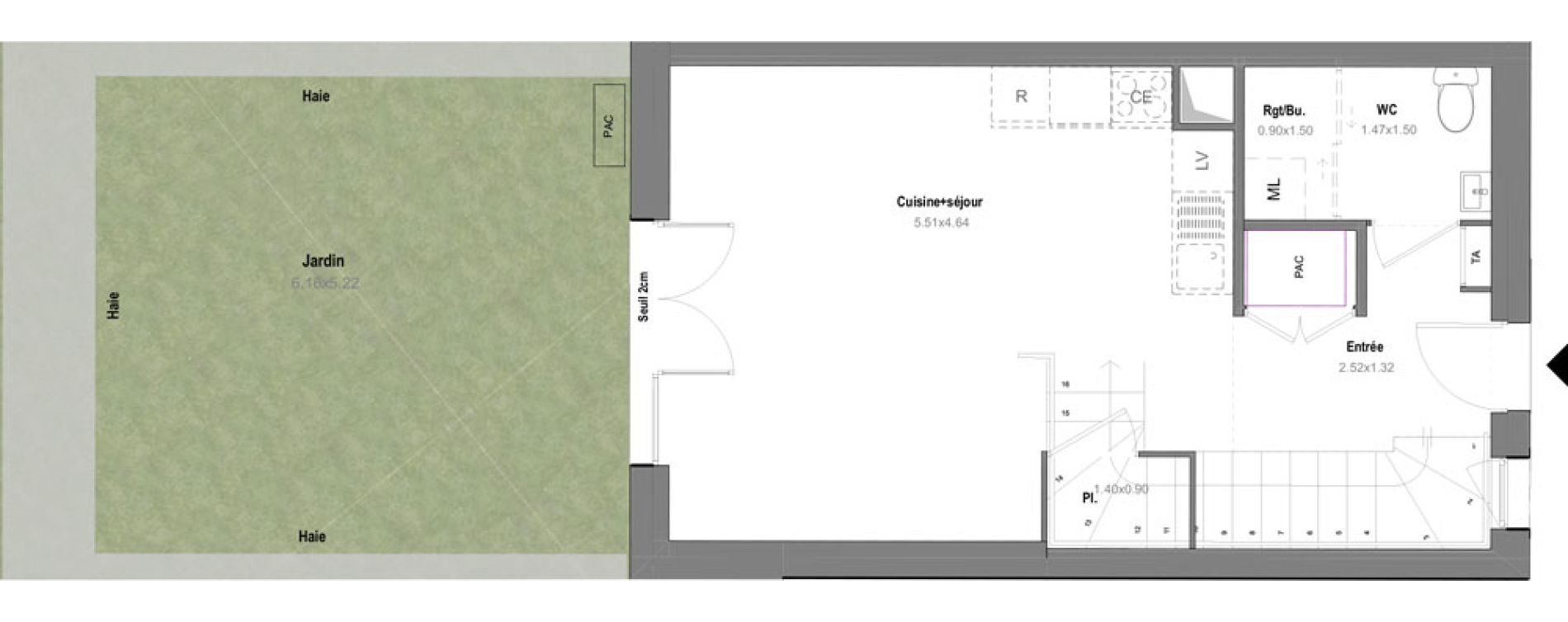 Maison T3 de 63,81 m2 &agrave; Grignon Centre