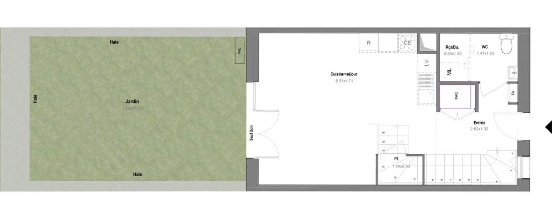 Maison T3 de 64,57 m2 &agrave; Grignon Centre