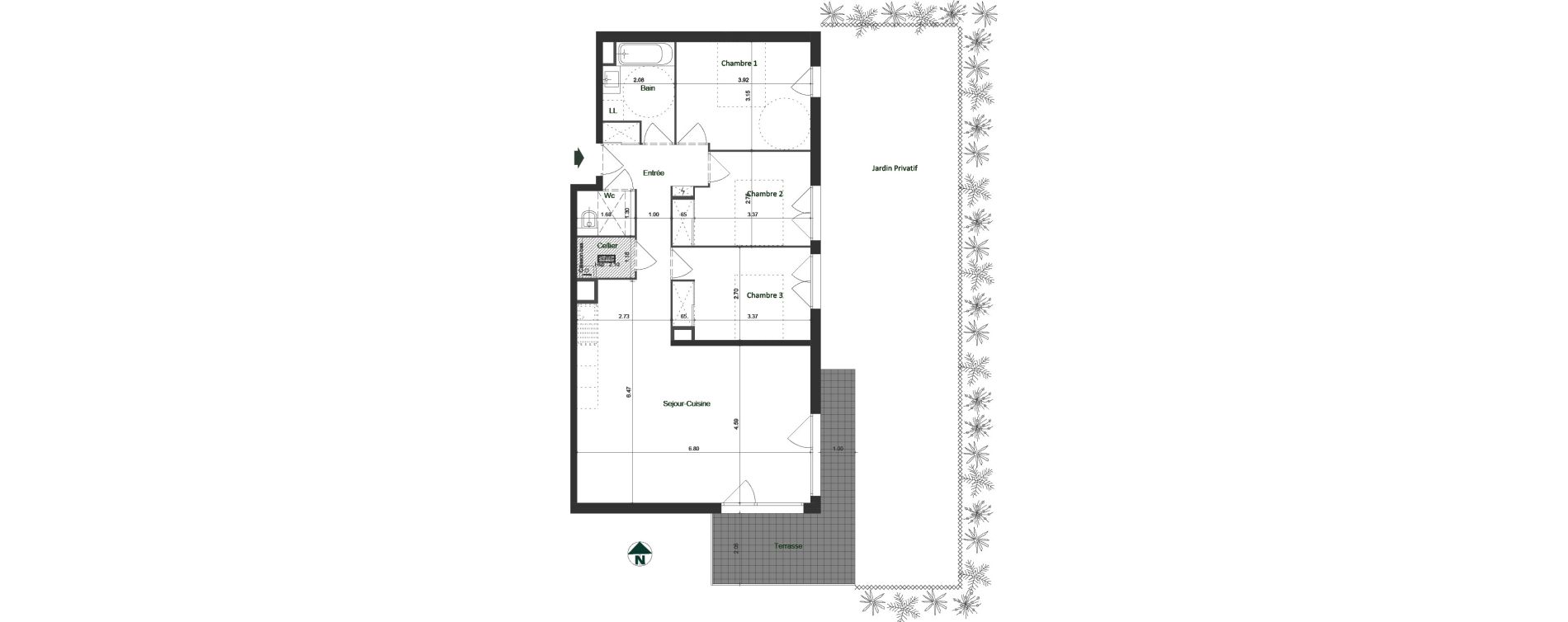Appartement T4 de 85,38 m2 &agrave; Jacob-Bellecombette Pontet