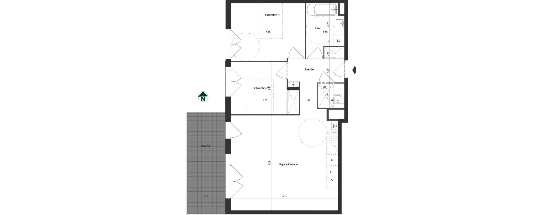 Appartement T3 de 63,35 m2 &agrave; Jacob-Bellecombette Pontet