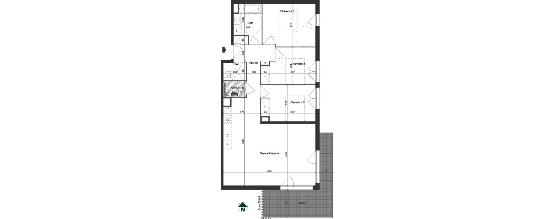 Appartement T4 de 85,20 m2 &agrave; Jacob-Bellecombette Pontet