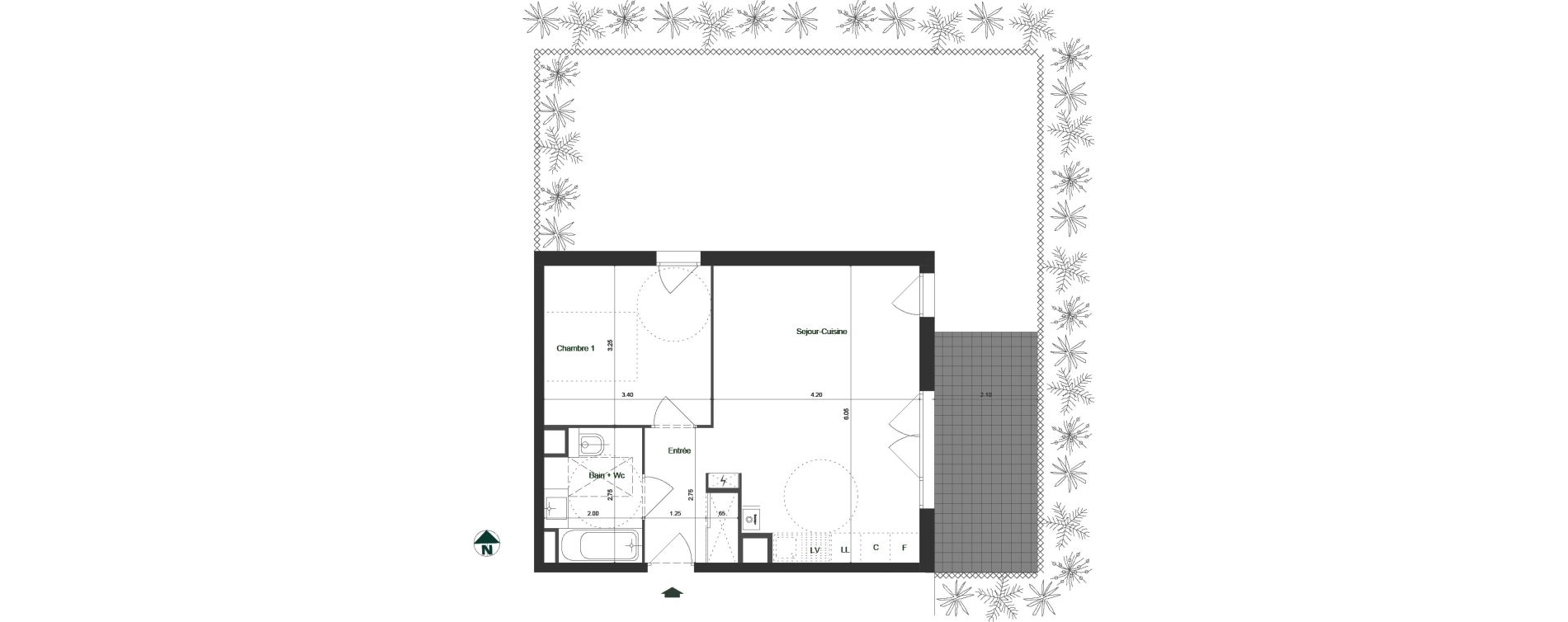Appartement T2 de 44,53 m2 &agrave; Jacob-Bellecombette Pontet