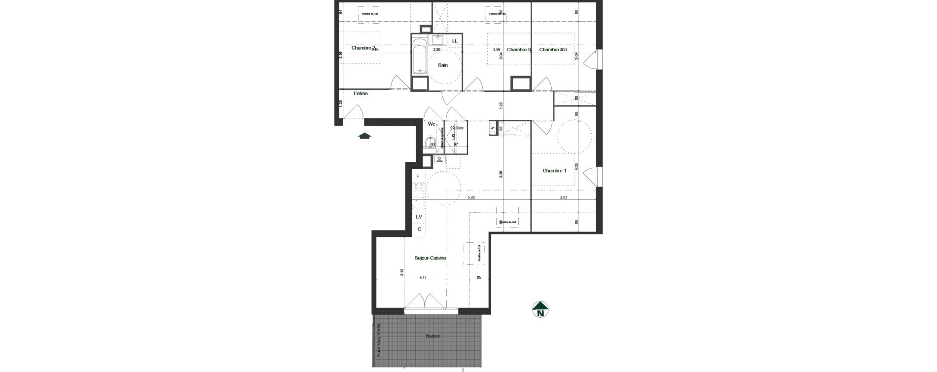 Appartement T5 de 92,67 m2 &agrave; Jacob-Bellecombette Pontet
