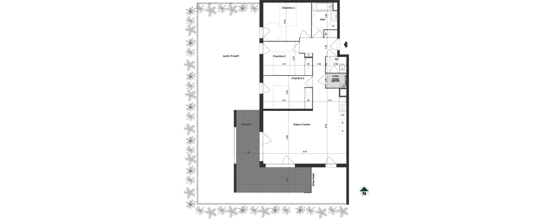 Appartement T4 de 83,49 m2 &agrave; Jacob-Bellecombette Pontet
