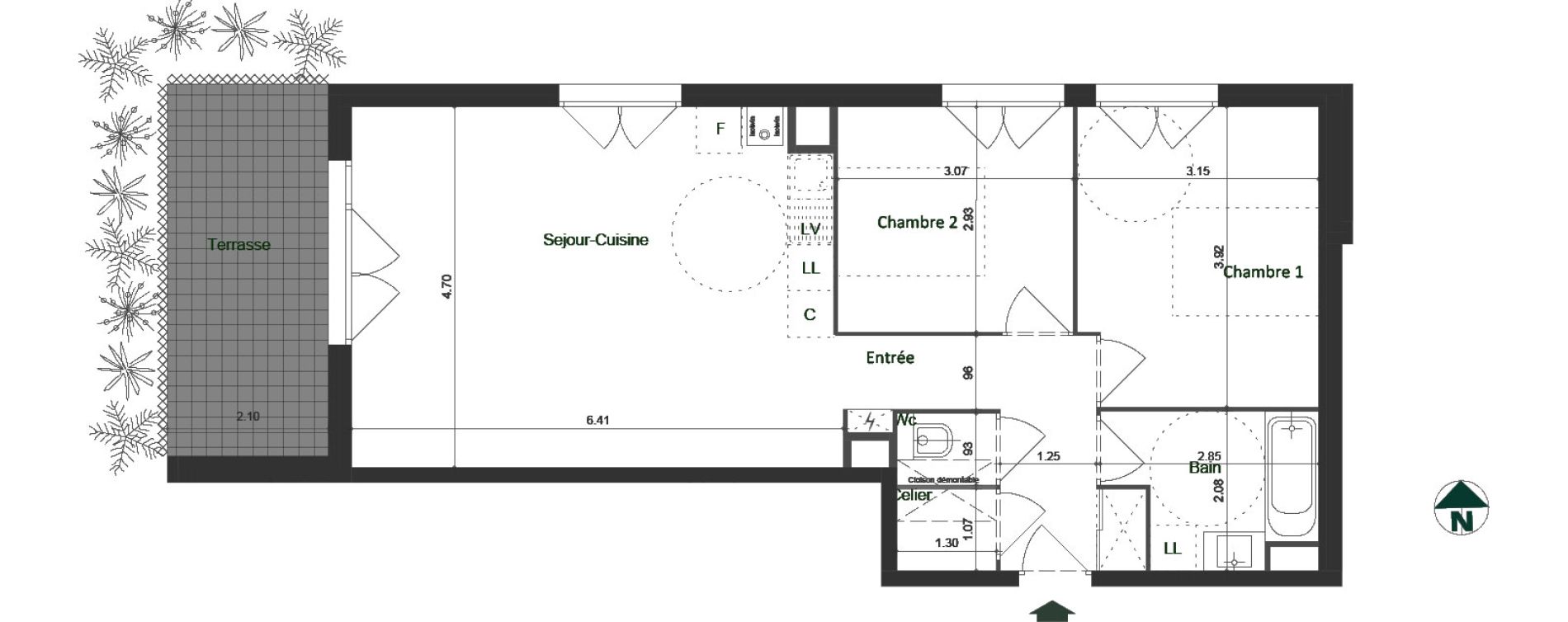 Appartement T3 de 64,52 m2 &agrave; Jacob-Bellecombette Pontet