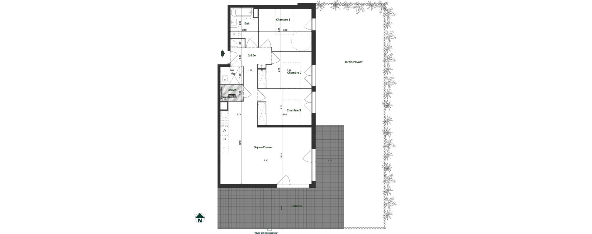 Appartement T4 de 83,06 m2 &agrave; Jacob-Bellecombette Pontet
