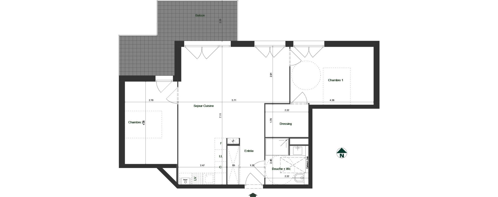 Appartement T3 de 67,45 m2 &agrave; Jacob-Bellecombette Pontet
