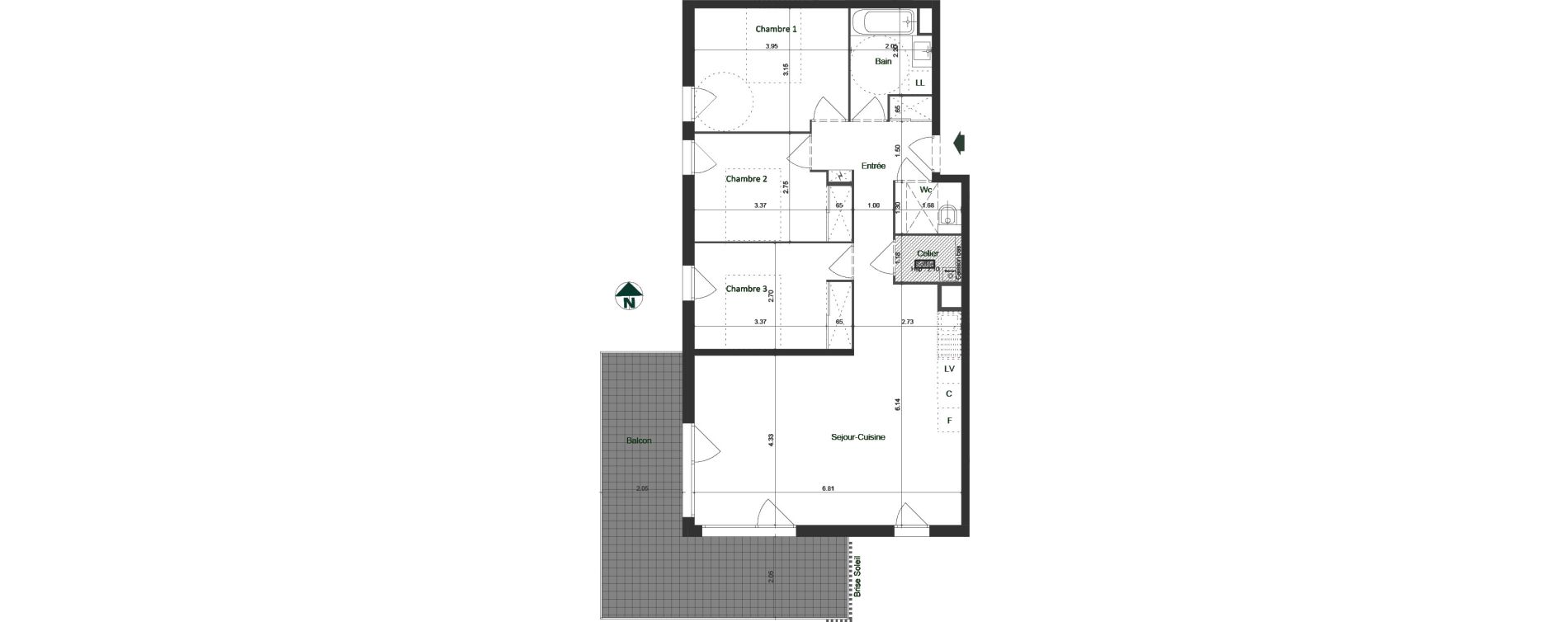 Appartement T4 de 83,47 m2 &agrave; Jacob-Bellecombette Pontet