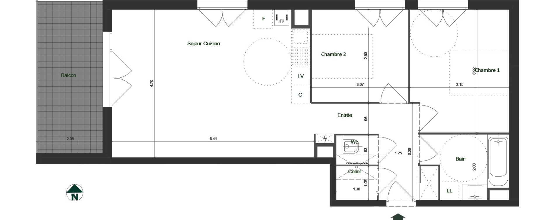Appartement T3 de 64,58 m2 &agrave; Jacob-Bellecombette Pontet