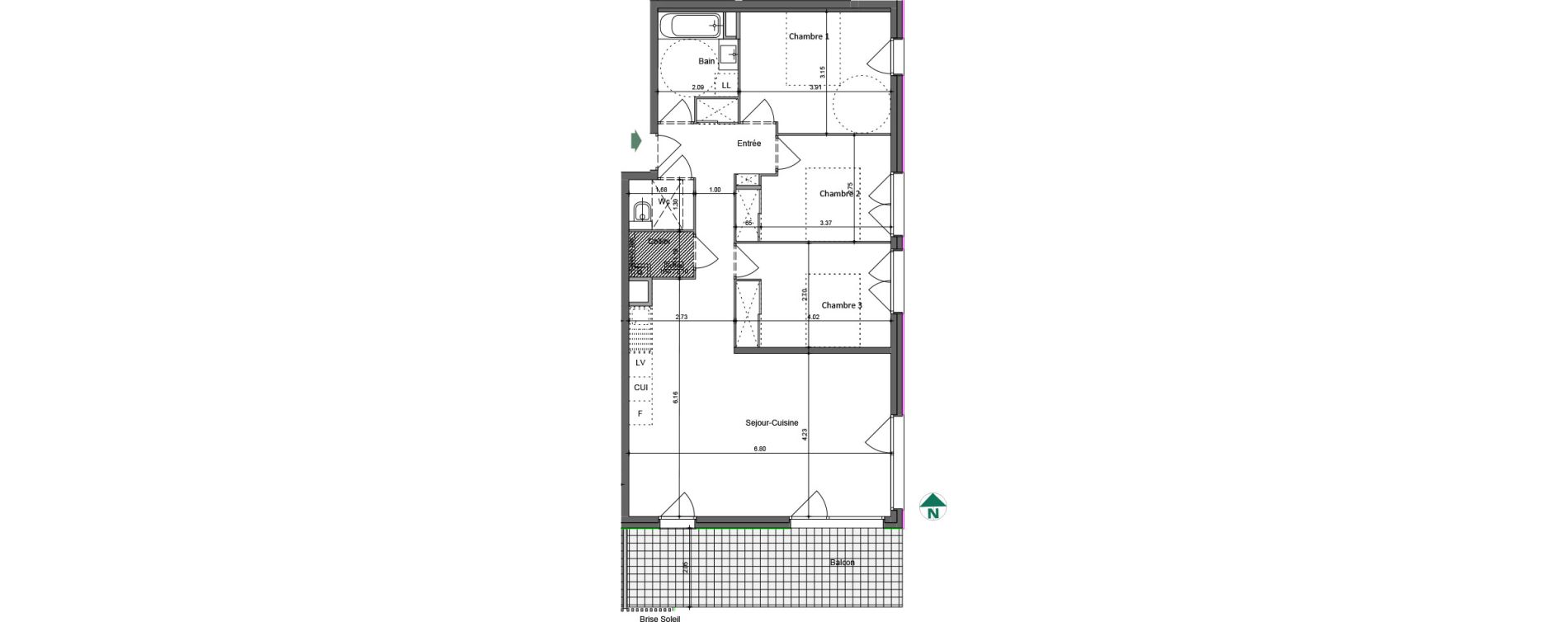 Appartement T4 de 82,78 m2 &agrave; Jacob-Bellecombette Pontet