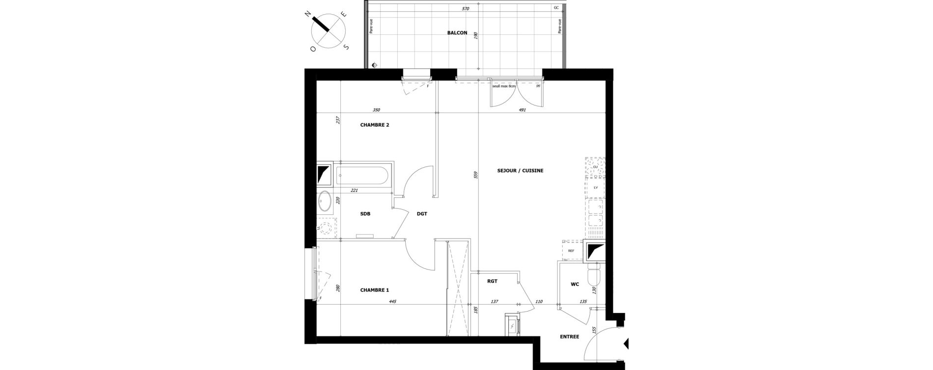 Appartement T3 de 62,89 m2 &agrave; La Motte-Servolex Centre