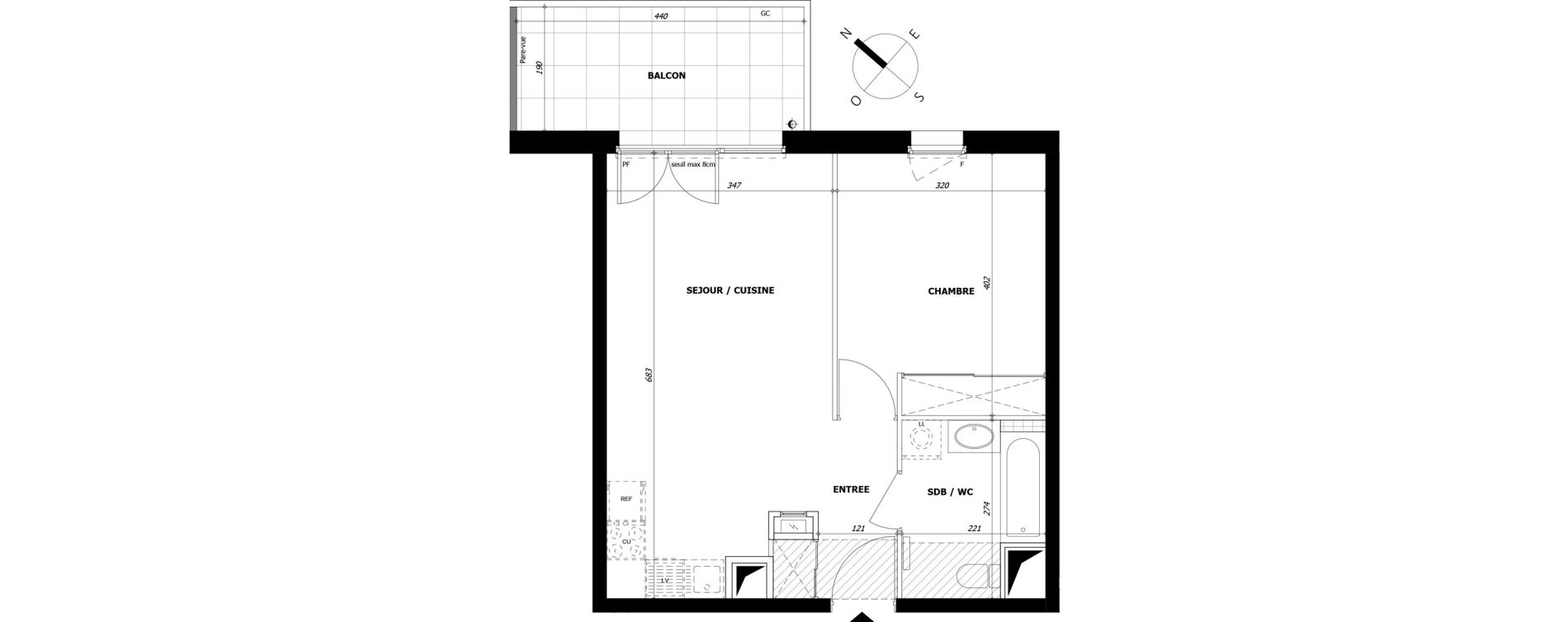 Appartement T2 de 43,87 m2 &agrave; La Motte-Servolex Centre