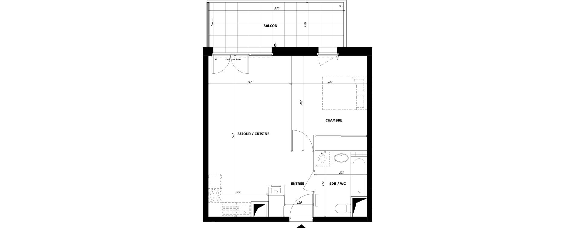 Appartement T2 de 43,84 m2 &agrave; La Motte-Servolex Centre