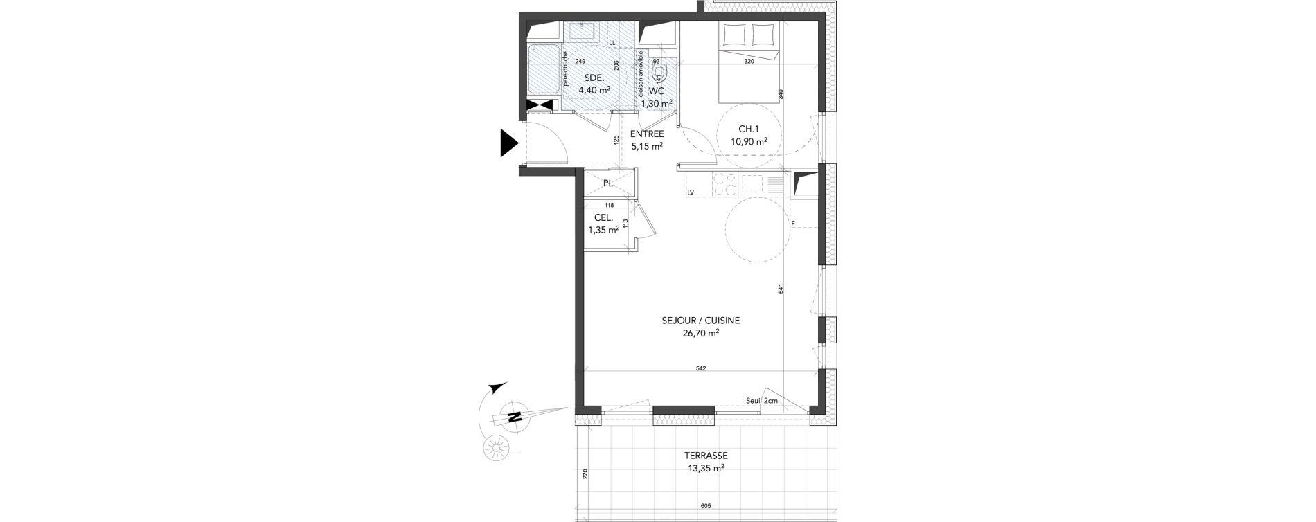 Appartement T2 de 49,80 m2 &agrave; La Motte-Servolex Centre