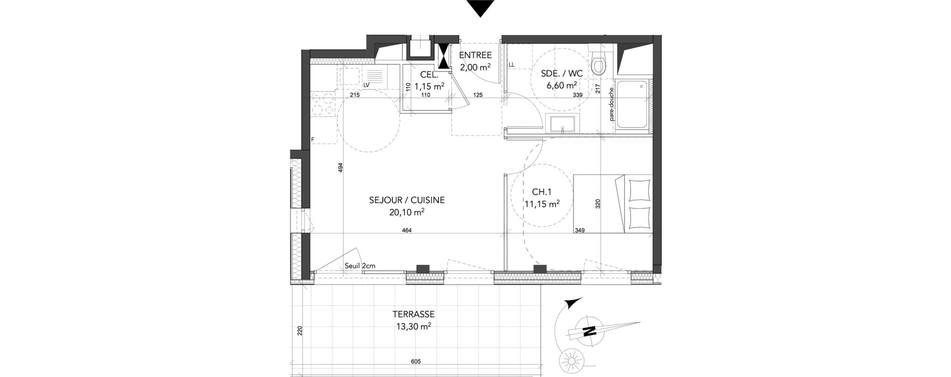 Appartement T2 de 41,00 m2 &agrave; La Motte-Servolex Centre