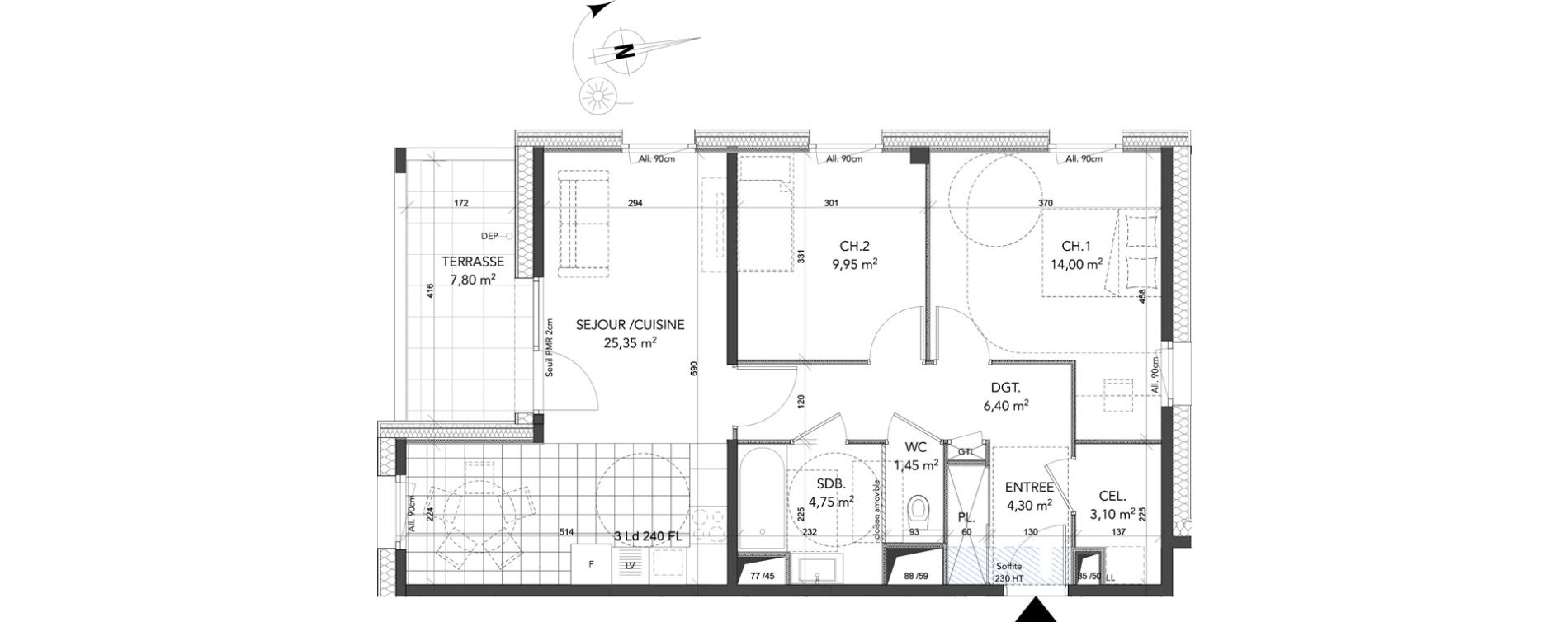 Appartement T3 de 69,30 m2 &agrave; La Motte-Servolex Centre