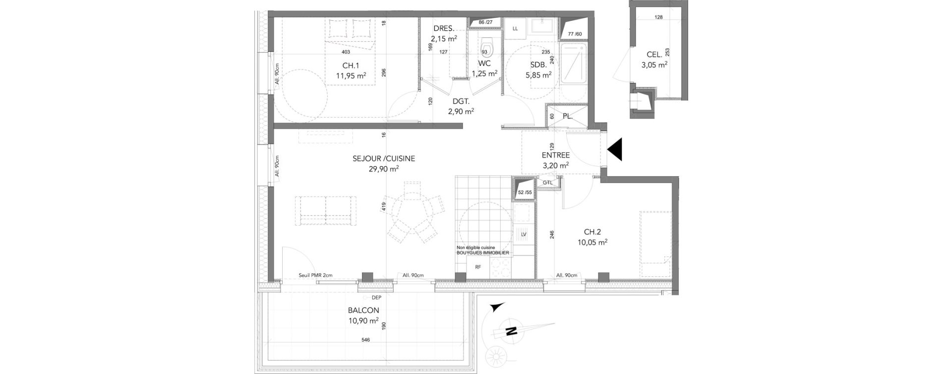 Appartement T3 de 67,25 m2 &agrave; La Motte-Servolex Centre