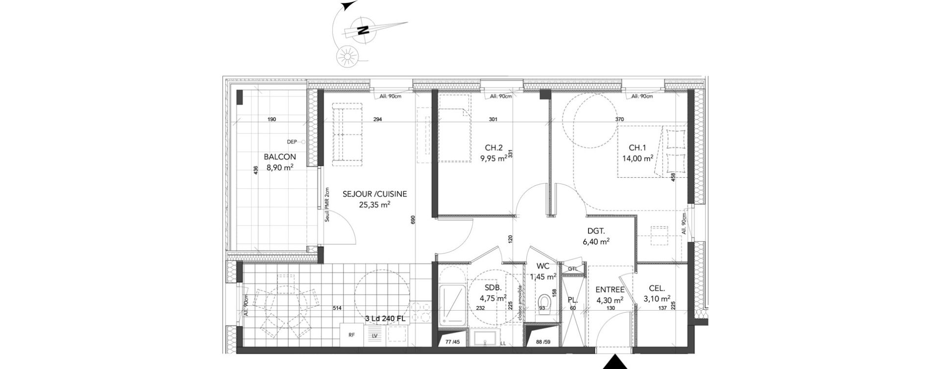 Appartement T3 de 69,30 m2 &agrave; La Motte-Servolex Centre