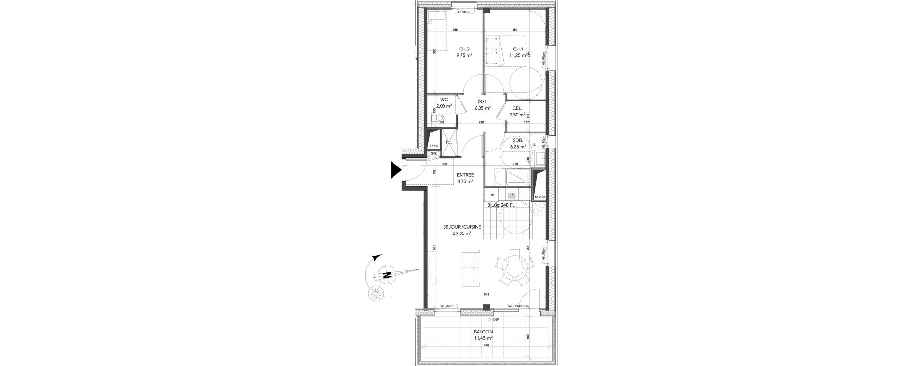Appartement T3 de 72,35 m2 &agrave; La Motte-Servolex Centre