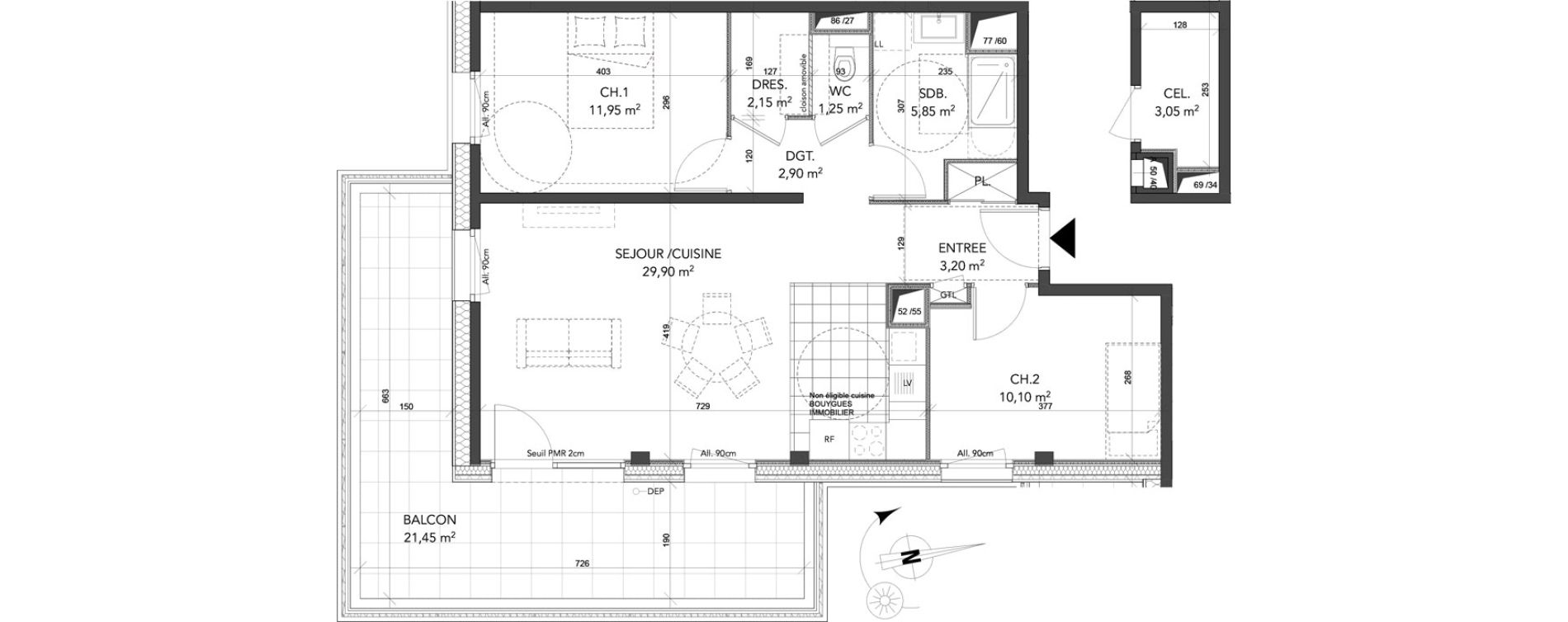 Appartement T3 de 67,30 m2 &agrave; La Motte-Servolex Centre