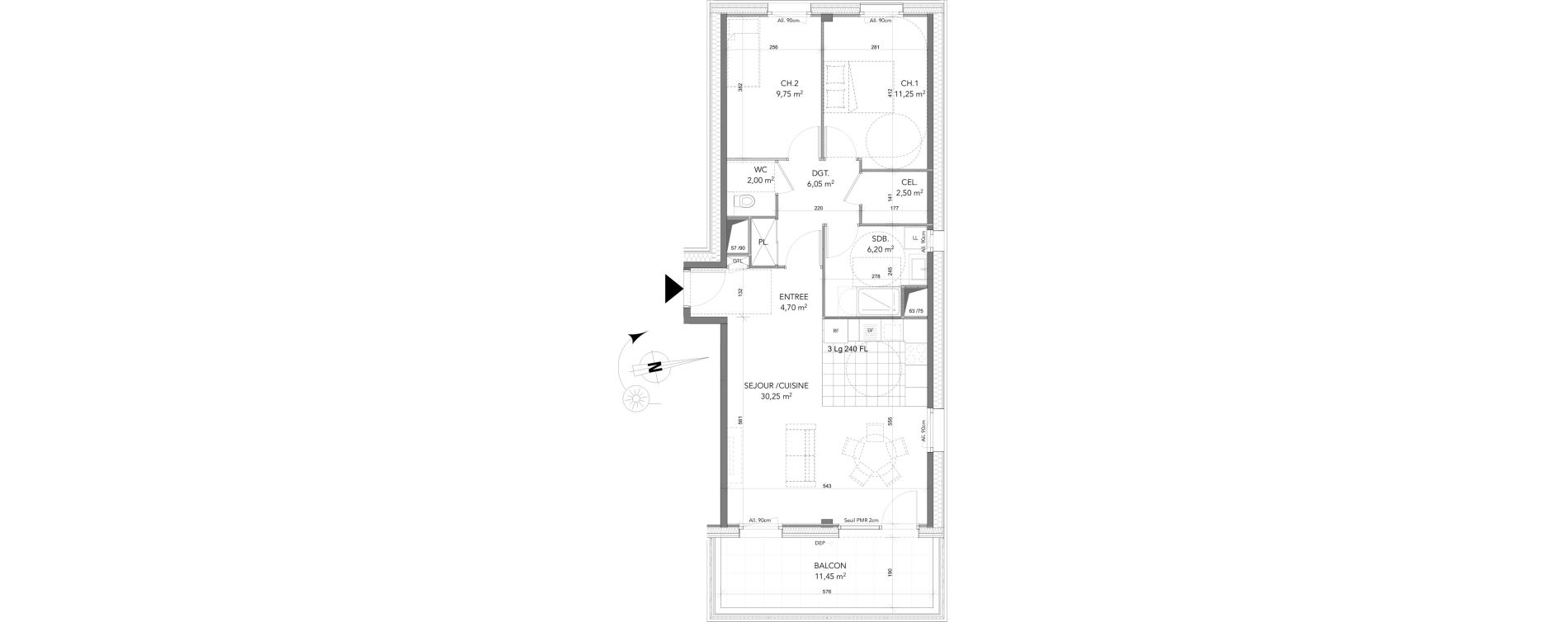 Appartement T3 de 72,70 m2 &agrave; La Motte-Servolex Centre