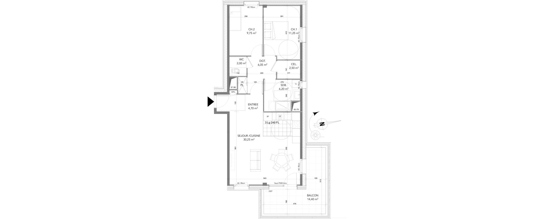 Appartement T3 de 72,70 m2 &agrave; La Motte-Servolex Centre