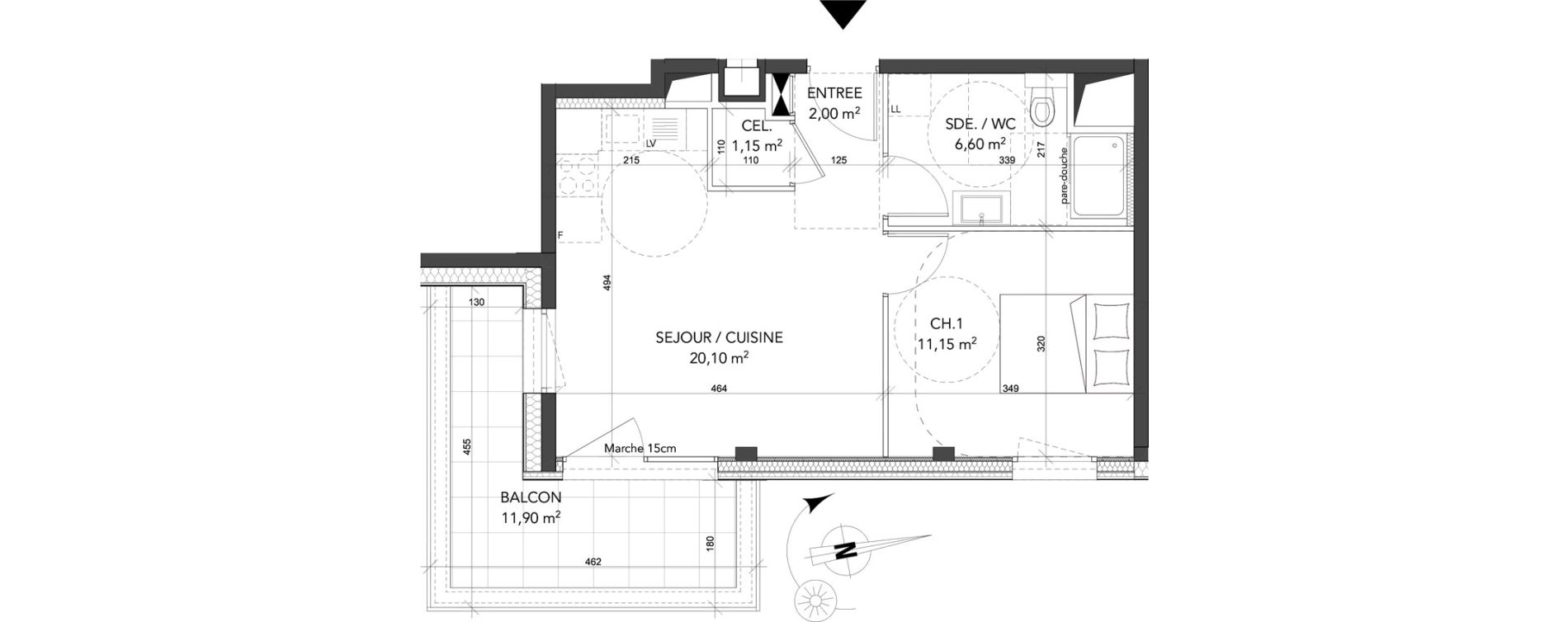 Appartement T2 de 41,00 m2 &agrave; La Motte-Servolex Centre